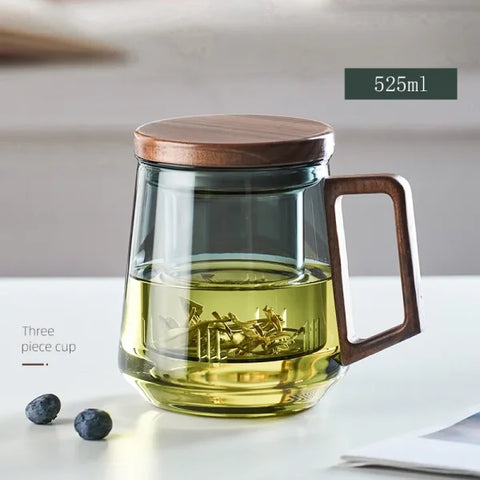 GIANXI Glass Tea Cup with Wood Handle – Chinese Kung Fu Set - Himpall