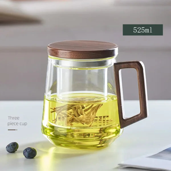 GIANXI Glass Tea Cup with Wood Handle – Chinese Kung Fu Set - Himpall