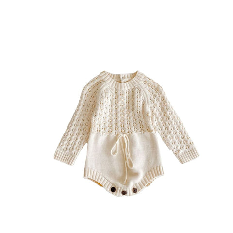 Girl Baby Knitted Hollow Waist Girdle Long Sleeve Harpy Dress - Triangle - 100cm