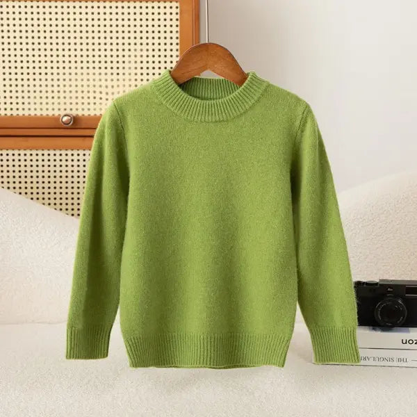 Girl Boy Sweater Fashion Versatile Pullovers Sweater 100% Merino Wool Thicken Autumn Winter Knitted Children’s Clothes