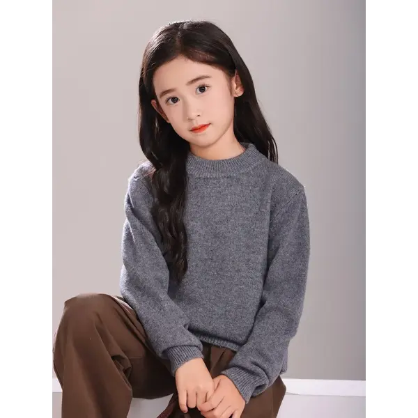 Girl Boy Sweater Fashion Versatile Pullovers Sweater 100% Merino Wool Thicken Autumn Winter Knitted Children’s Clothes