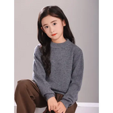 Girl Boy Sweater Fashion Versatile Pullovers Sweater 100% Merino Wool Thicken Autumn Winter Knitted Children’s Clothes