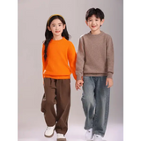 Girl Boy Sweater Fashion Versatile Pullovers Sweater 100% Merino Wool Thicken Autumn Winter Knitted Children’s Clothes
