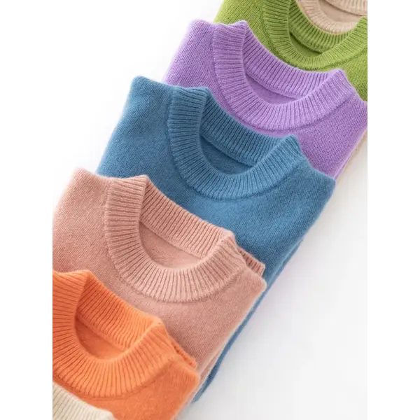 Girl Boy Sweater Fashion Versatile Pullovers Sweater 100% Merino Wool Thicken Autumn Winter Knitted Children’s Clothes