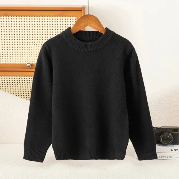 Girl Boy Sweater Fashion Versatile Pullovers Sweater 100% Merino Wool Thicken Autumn Winter Knitted Children’s Clothes