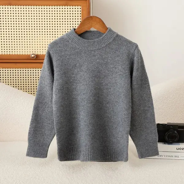 Girl Boy Sweater Fashion Versatile Pullovers Sweater 100% Merino Wool Thicken Autumn Winter Knitted Children’s Clothes