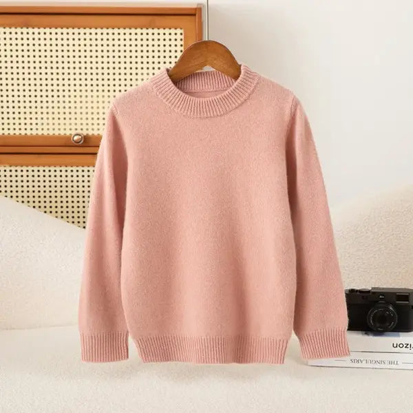 Girl Boy Sweater Fashion Versatile Pullovers Sweater 100% Merino Wool Thicken Autumn Winter Knitted Children’s Clothes