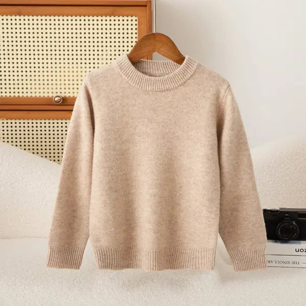 Girl Boy Sweater Fashion Versatile Pullovers Sweater 100% Merino Wool Thicken Autumn Winter Knitted Children’s Clothes