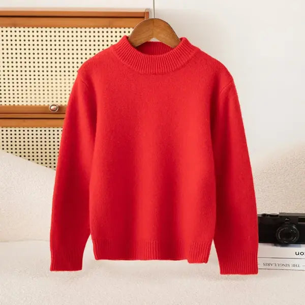 Girl Boy Sweater Fashion Versatile Pullovers Sweater 100% Merino Wool Thicken Autumn Winter Knitted Children’s Clothes