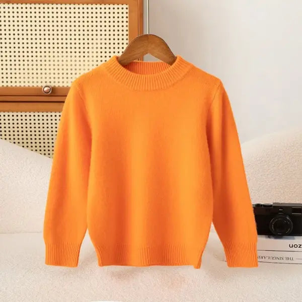 Girl Boy Sweater Fashion Versatile Pullovers Sweater 100% Merino Wool Thicken Autumn Winter Knitted Children’s Clothes