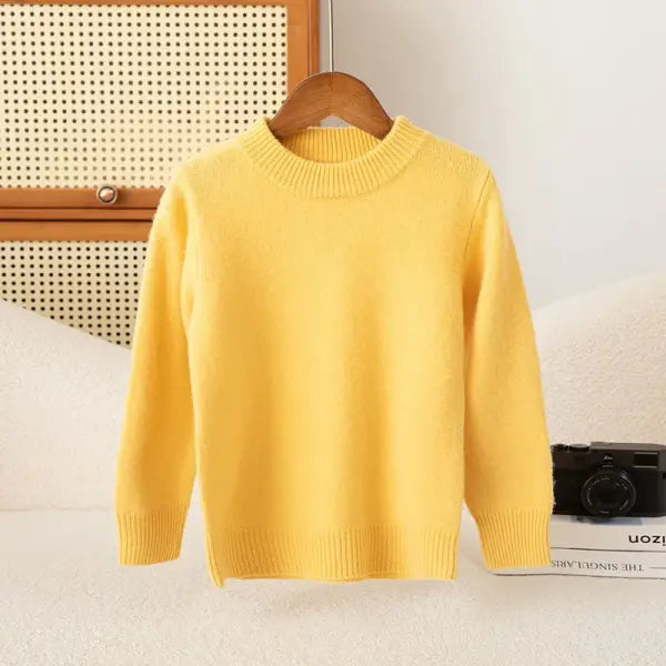 Girl Boy Sweater Fashion Versatile Pullovers Sweater 100% Merino Wool Thicken Autumn Winter Knitted Children’s Clothes