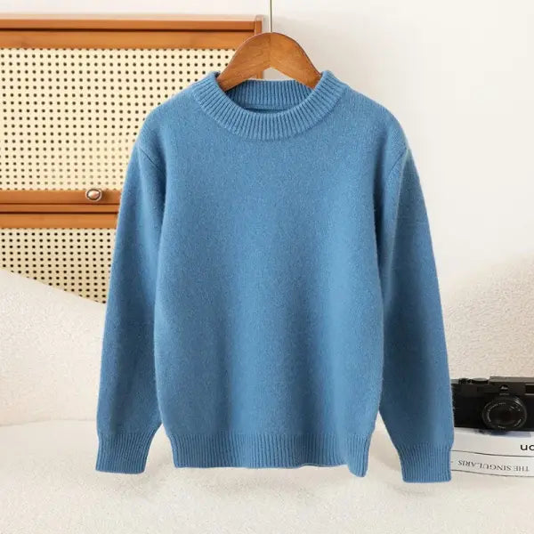 Girl Boy Sweater Fashion Versatile Pullovers Sweater 100% Merino Wool Thicken Autumn Winter Knitted Children’s Clothes