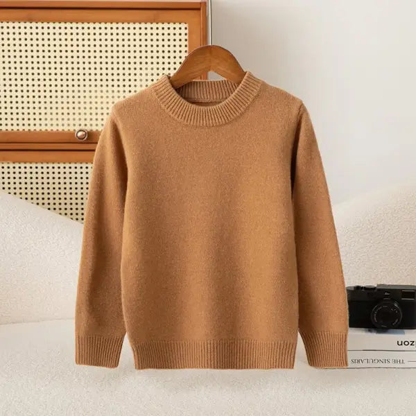 Girl Boy Sweater Fashion Versatile Pullovers Sweater 100% Merino Wool Thicken Autumn Winter Knitted Children’s Clothes