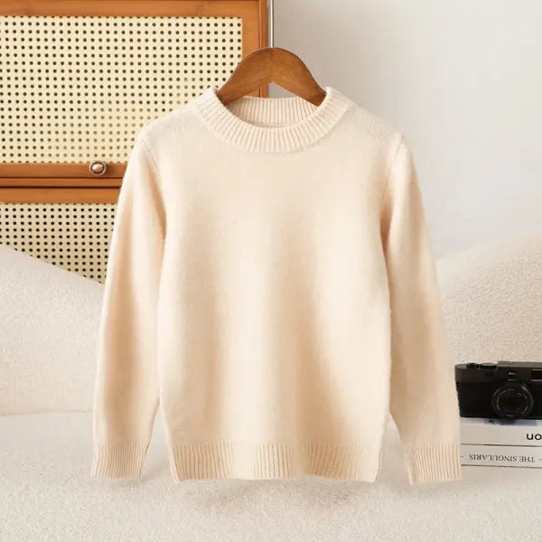 Girl Boy Sweater Fashion Versatile Pullovers Sweater 100% Merino Wool Thicken Autumn Winter Knitted Children’s Clothes