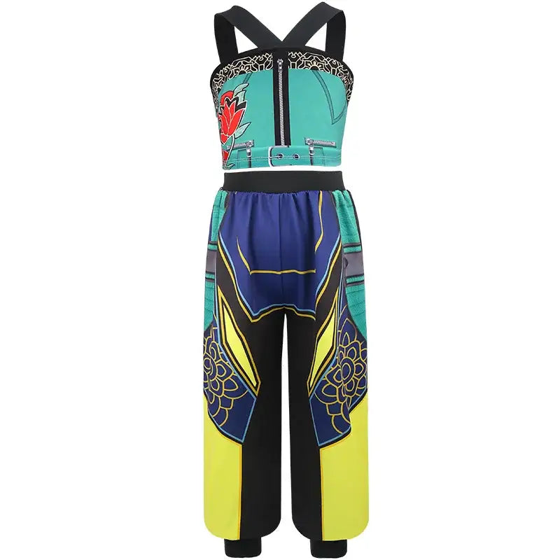 Girl Devil Hunter Pop Singer Embroidered Coat Top Shorts Tassel Necklace 4-piece Halloween Stage Set 4-12-year-old Girl