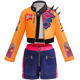 Girl Devil Hunter Pop Singer Embroidered Coat Top Shorts Tassel Necklace 4-piece Halloween Stage Set 4-12-year-old Girl