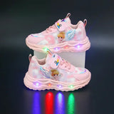 Girls Casual Shoes LED Wings Mesh Light-Up Sneakers
