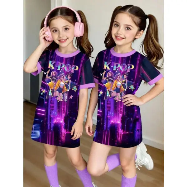 Girls Dress Kids Clothes Summer Dresses K-Pop Harajuku Cartoon - FE32GH016C / 150