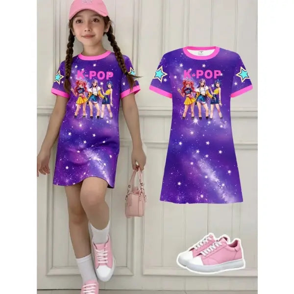 Girls Dress Kids Clothes Summer Dresses K-Pop Harajuku Cartoon - FE32GH016L / 150