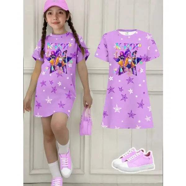 Girls Dress Kids Clothes Summer Dresses K-Pop Harajuku Cartoon - FE32GH016I / 110
