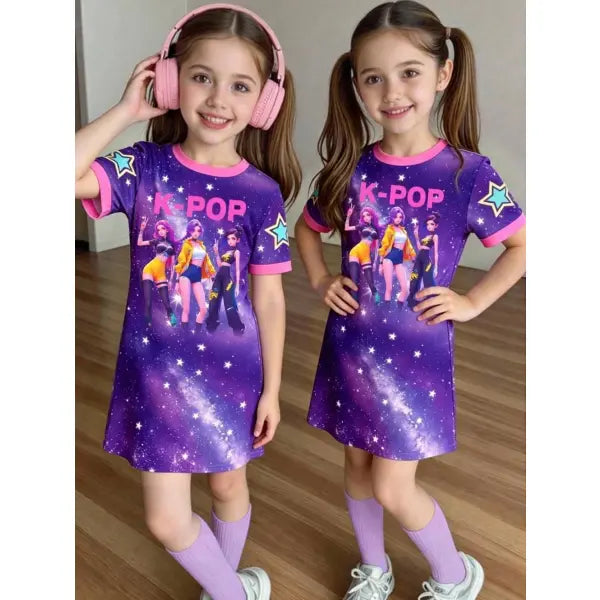 Girls Dress Kids Clothes Summer Dresses K-Pop Harajuku Cartoon - FE32GH016G / 150