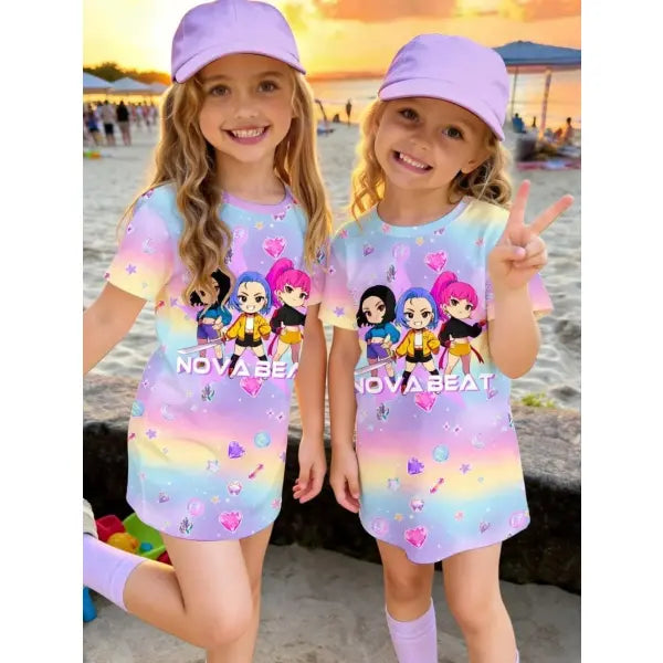 Girls Dress Kids Clothes Summer Dresses K-Pop Harajuku Cartoon - FE32GH016D / 150