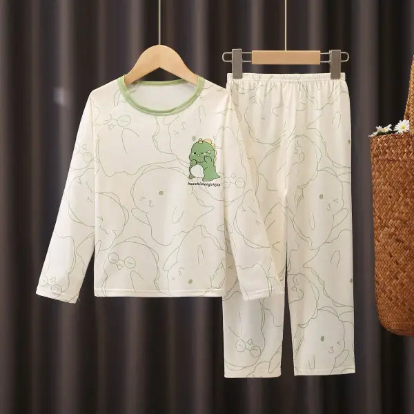 Girls Pajamas Spring Autumn Children Pajamas Long Sleeve Cartoon Kids Sleepwear Robe Children’s Clothing Mother - 2