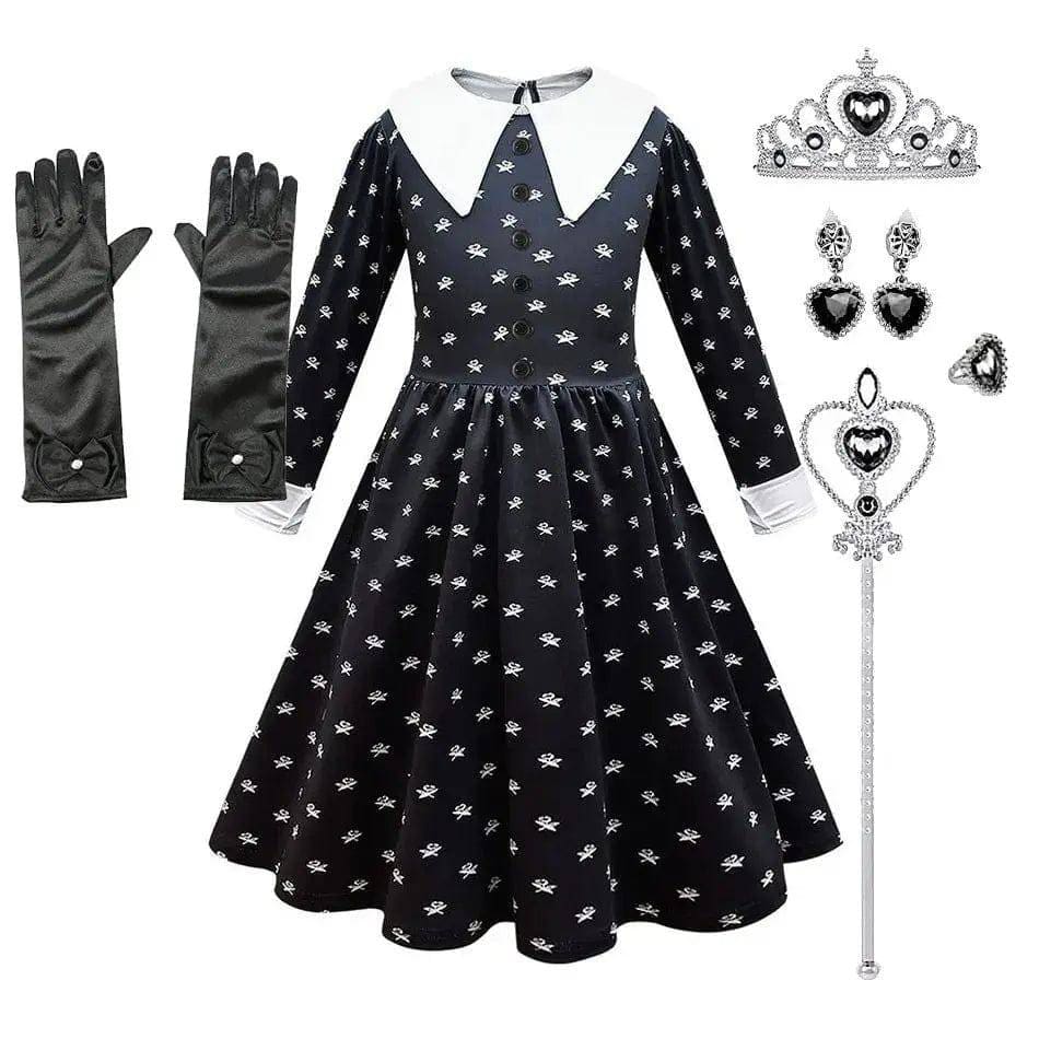 Girls Wednesday Addams Costume - DH25 Set 01 / Size 110