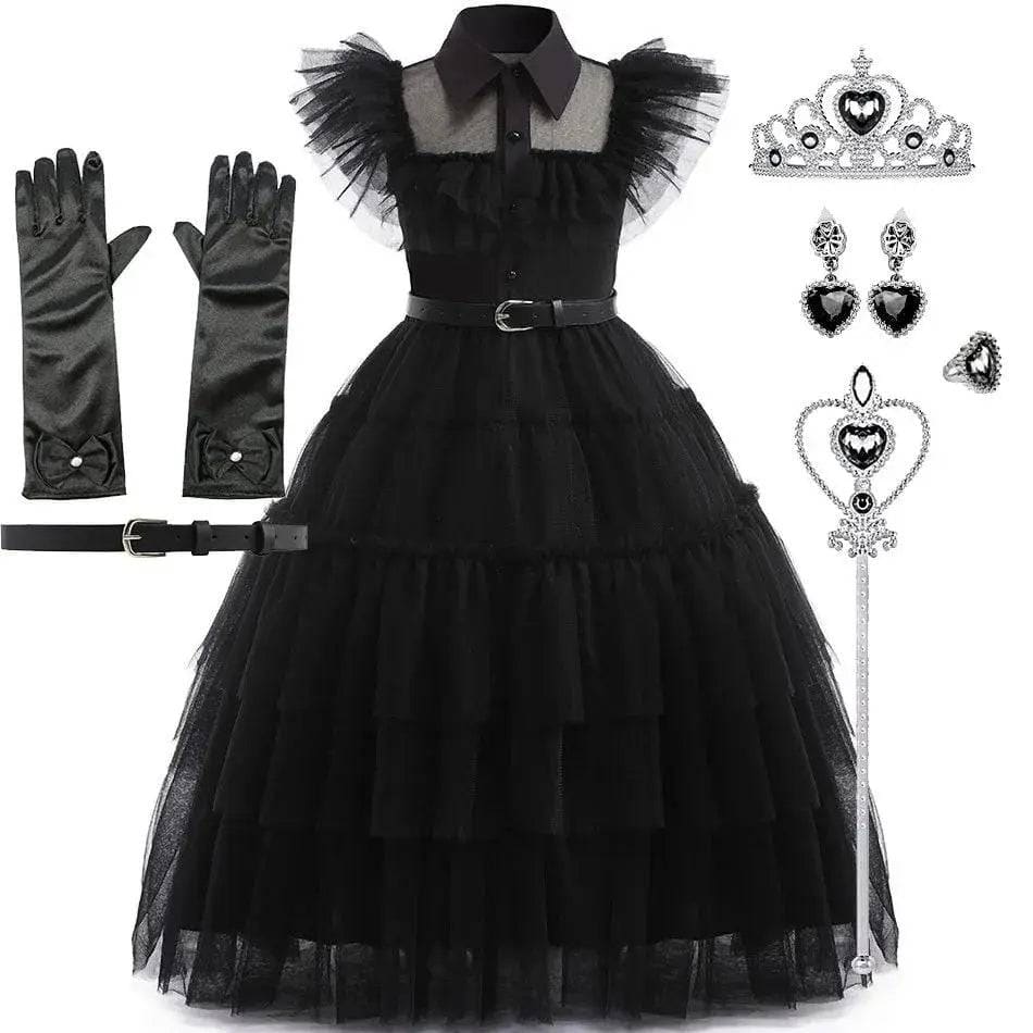 Girls Wednesday Addams Costume - DH49 Set 01 / Size 110