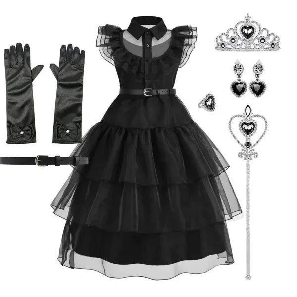 Girls Wednesday Addams Costume for Spooky Celebrations - Himpall