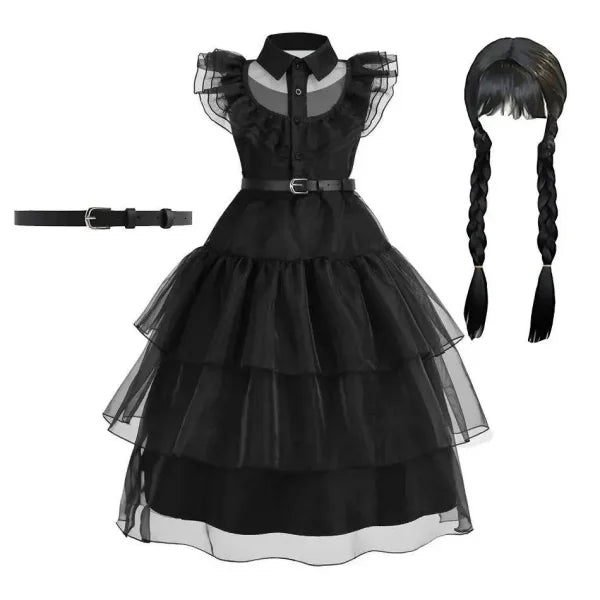 Girls Wednesday Addams Costume for Spooky Celebrations - Himpall