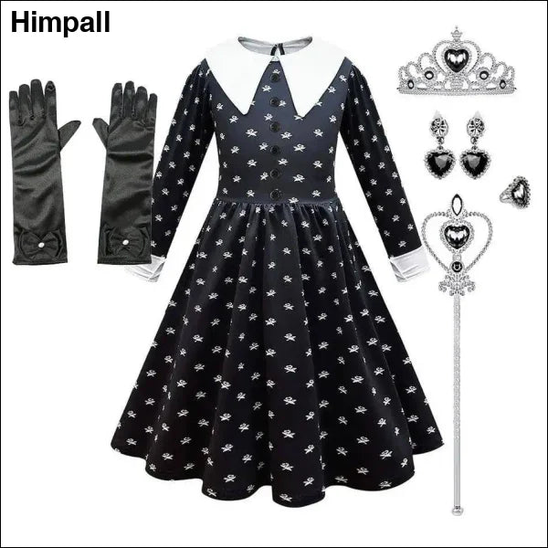 Girls Wednesday Addams Costume - DH25 Set 01 / Size 110