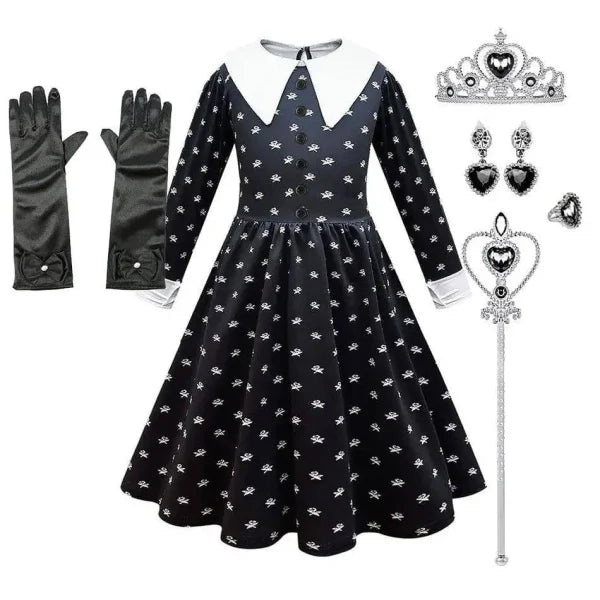 Girls Wednesday Addams Costume for Spooky Celebrations - Himpall