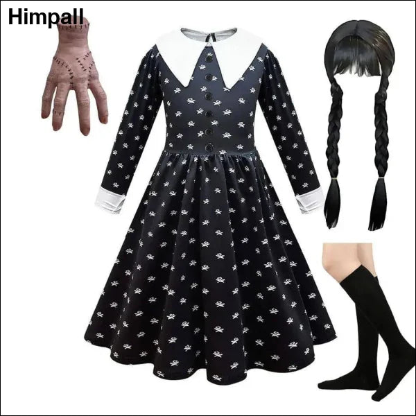 Girls Wednesday Addams Costume - DH25 Set 02 / Size 110