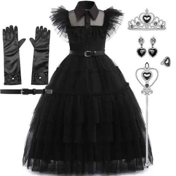 Girls Wednesday Addams Costume for Spooky Celebrations - Himpall