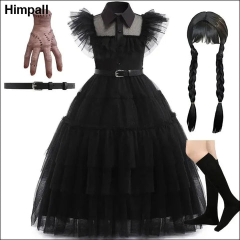 Girls Wednesday Addams Costume - DH49 Set 02 / Size 110