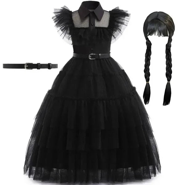 Girls Wednesday Addams Costume for Spooky Celebrations - Himpall