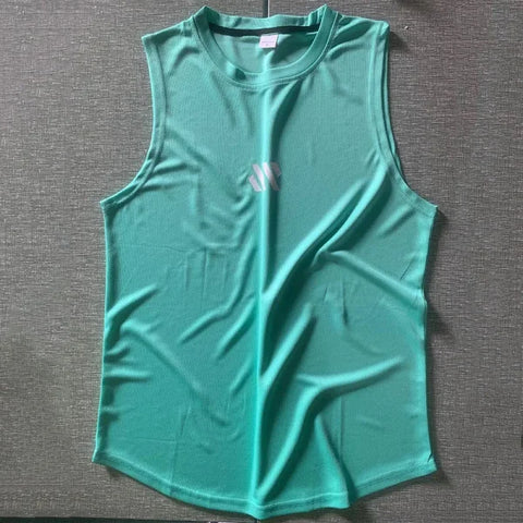 GITF Men’s Bodybuilding Tank Top - Gym Workout Fitness Stringer Singlet - Light blue / XXL