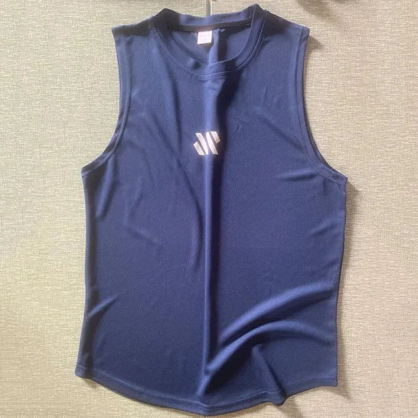 GITF Men’s Bodybuilding Tank Top - Gym Workout Fitness Stringer Singlet - Navy / XL
