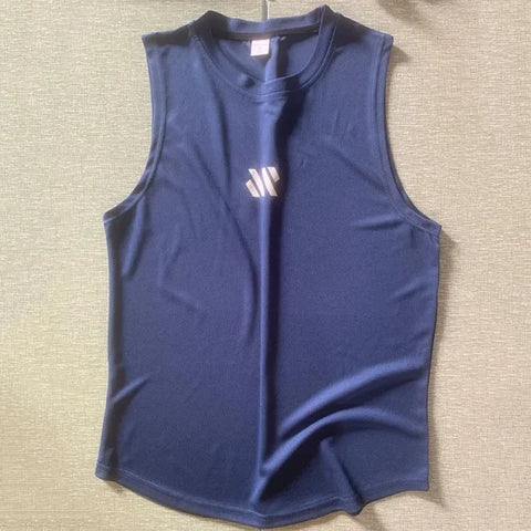 GITF Men’s Bodybuilding Tank Top - Gym Workout Fitness Stringer Singlet - Navy / XL