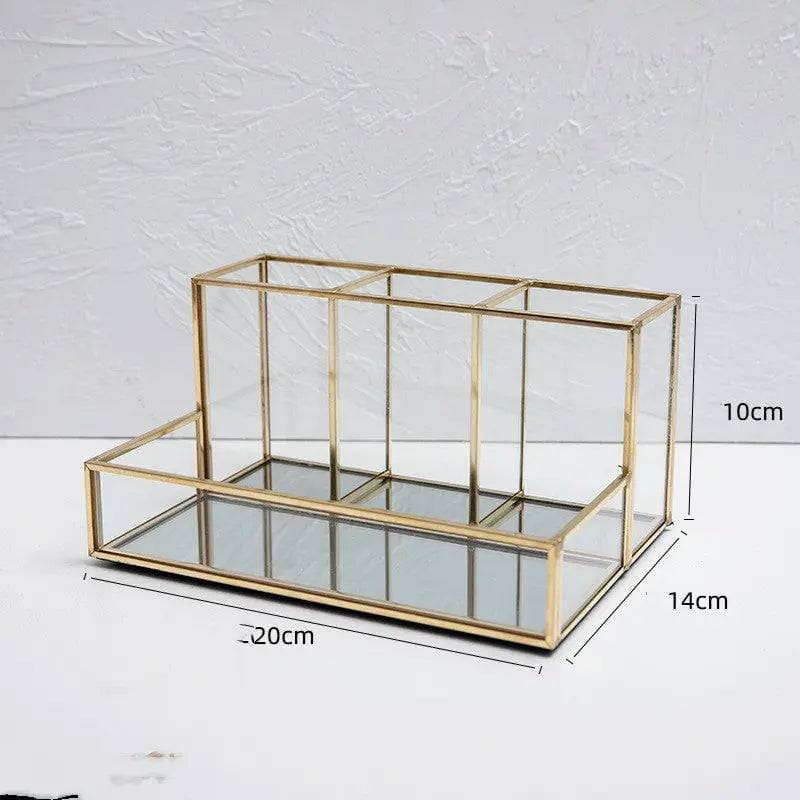 Glass Makeup Organizer: Luxury Brass Vanity Organizer for Your Cosmetics - copper - Makeup Organizer