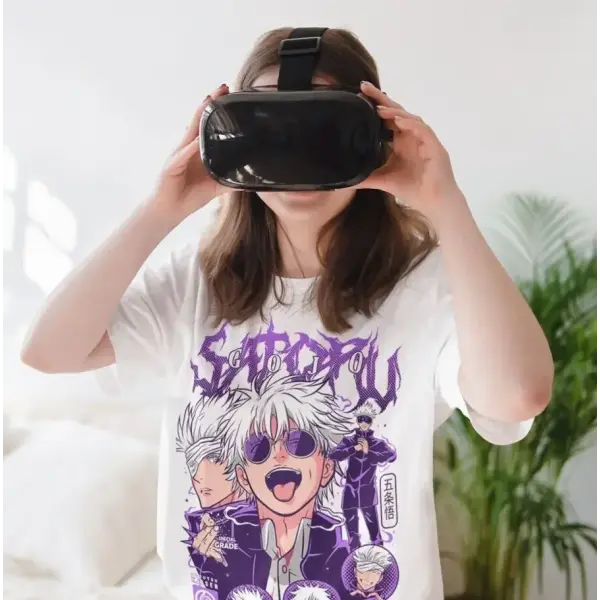 Gojo Satoru Jujutsu Kaisen Anime T-Shirt - JJK Mahito Horror Graphic Tee - Oversized Unisex Streetwear - QL247A White