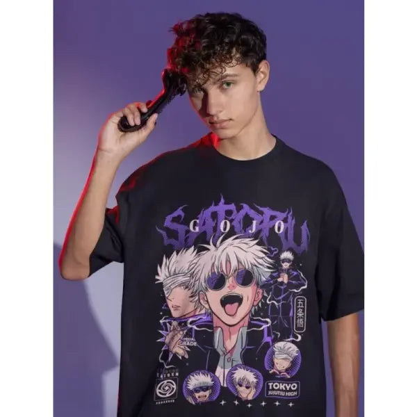 Gojo Satoru Jujutsu Kaisen Anime T-Shirt - JJK Mahito Horror Graphic Tee - Oversized Unisex Streetwear