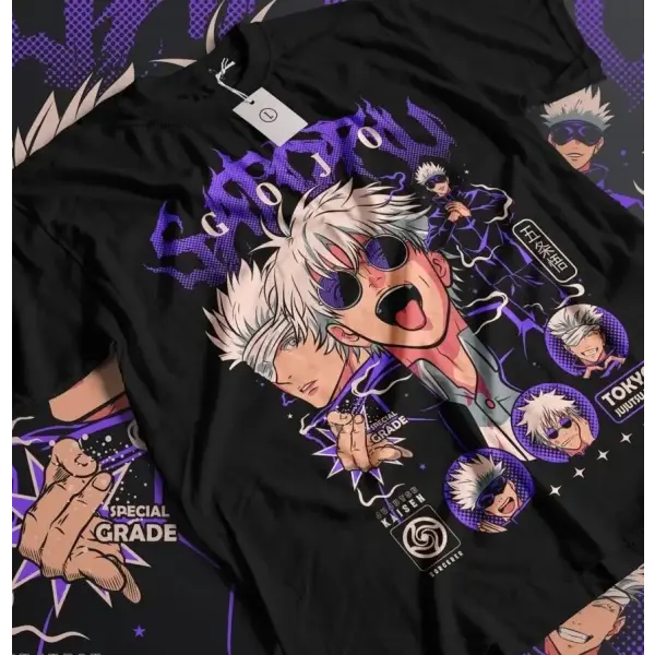 Gojo Satoru Jujutsu Kaisen Anime T-Shirt - JJK Mahito Horror Graphic Tee - Oversized Unisex Streetwear - QL247B Black