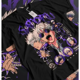 Gojo Satoru Jujutsu Kaisen Anime T-Shirt - JJK Mahito Horror Graphic Tee - Oversized Unisex Streetwear - QL247B Black