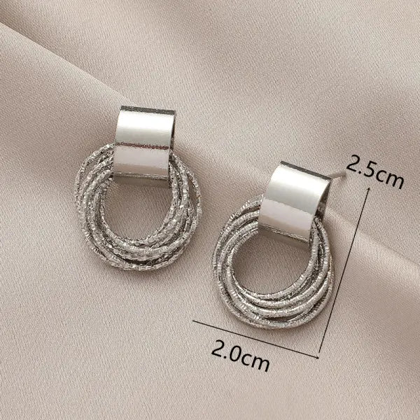 Gold Color Stud Earrings Retro Multi Circle Metal Korean Fashion Jewelry - EK5122