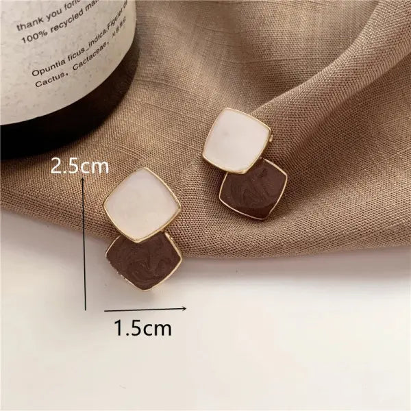 Gold Color Stud Earrings Retro Multi Circle Metal Korean Fashion Jewelry - EK1426