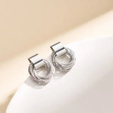 Gold Color Stud Earrings Retro Multi Circle Metal Korean Fashion Jewelry