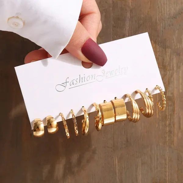 Gold Vintage Geometric Pearl Earrings – Square & Round Dangle Set for Women Trendy Party Jewelry - OV5652301