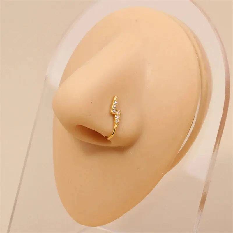 Gold Nose Cuff - Stylish Crystal Zircon Clip-On Nose Ring for Women